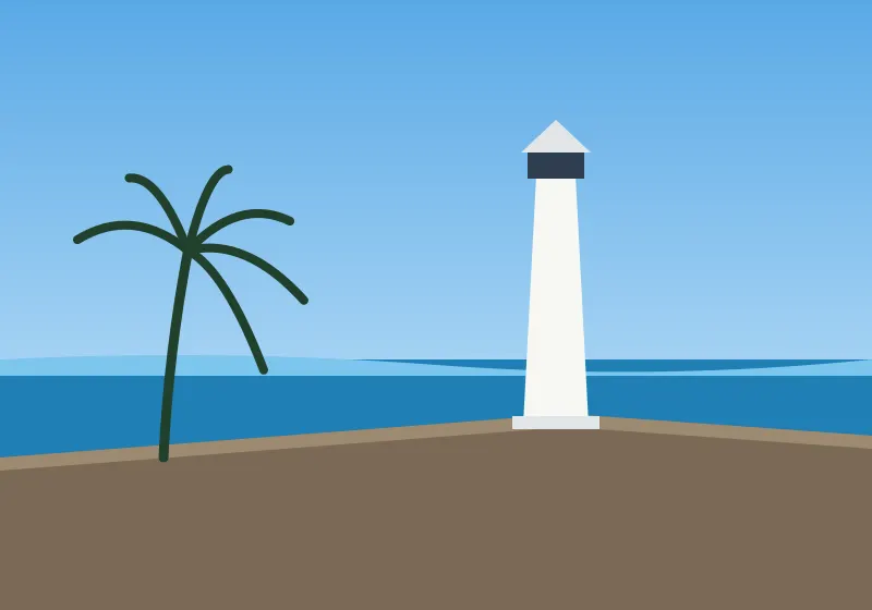 Galle lighthouse and ramparts illustration