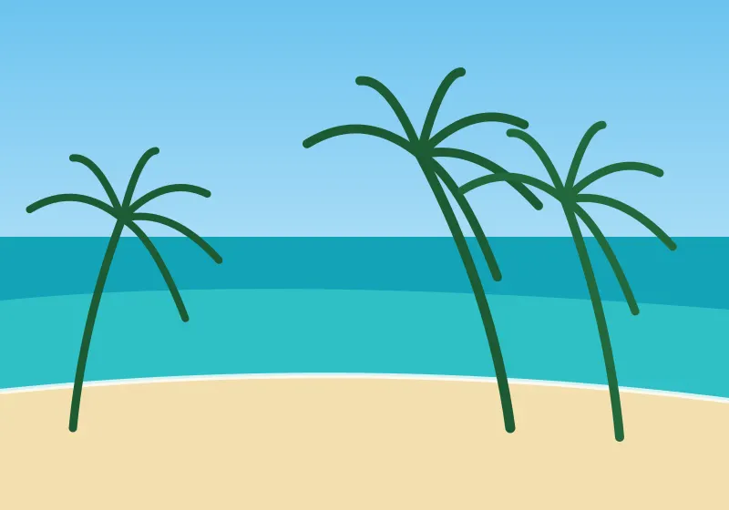 Mirissa beach with palm trees illustration